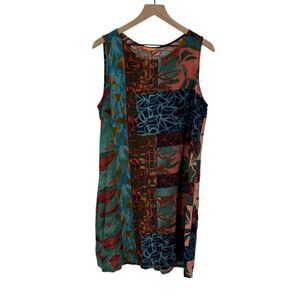 Jams World Jackie Dress Large Patina Mixed‎ Media Shift Sleeveless #H